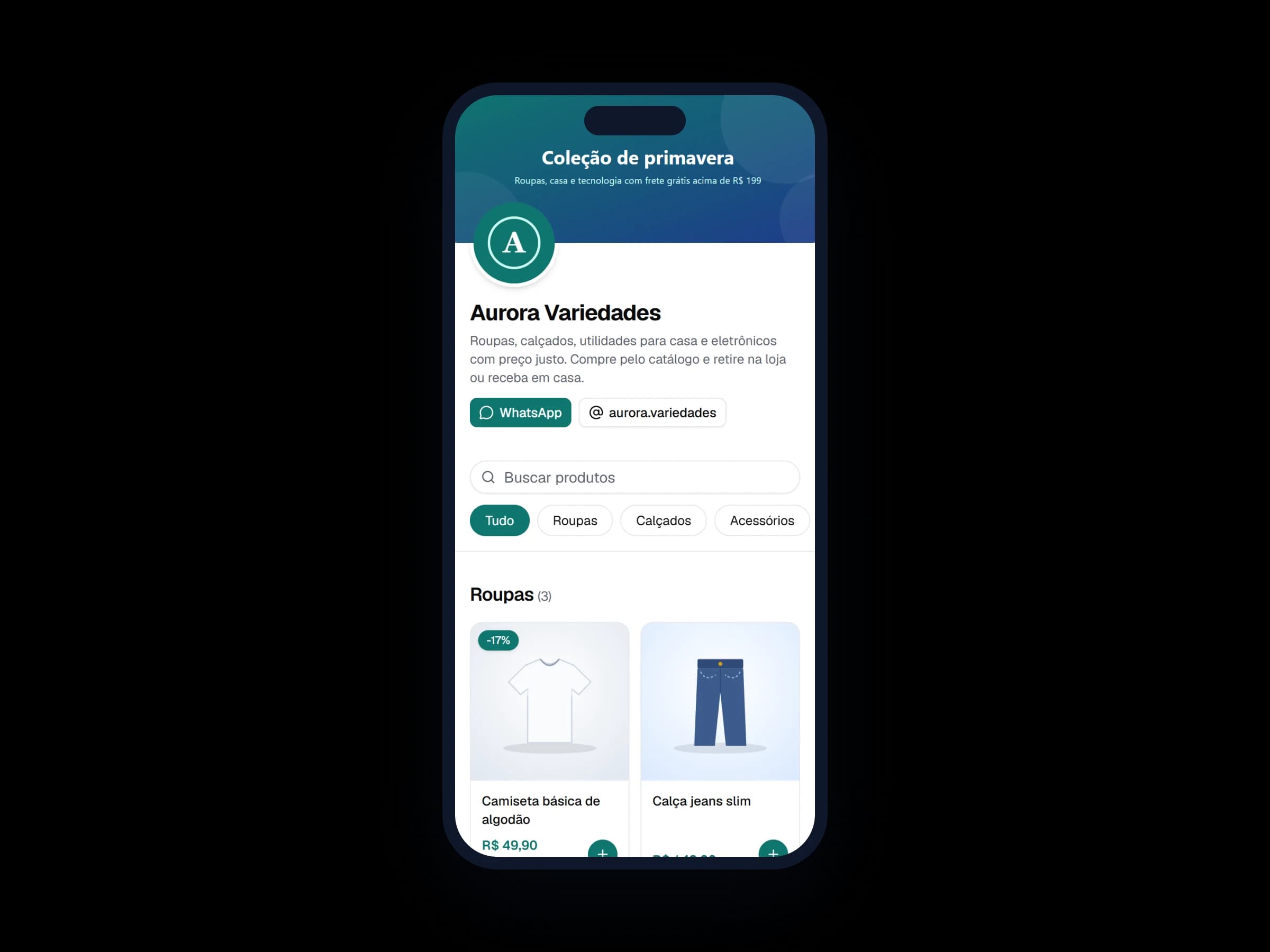Sua vitrine virtual no bolso do cliente